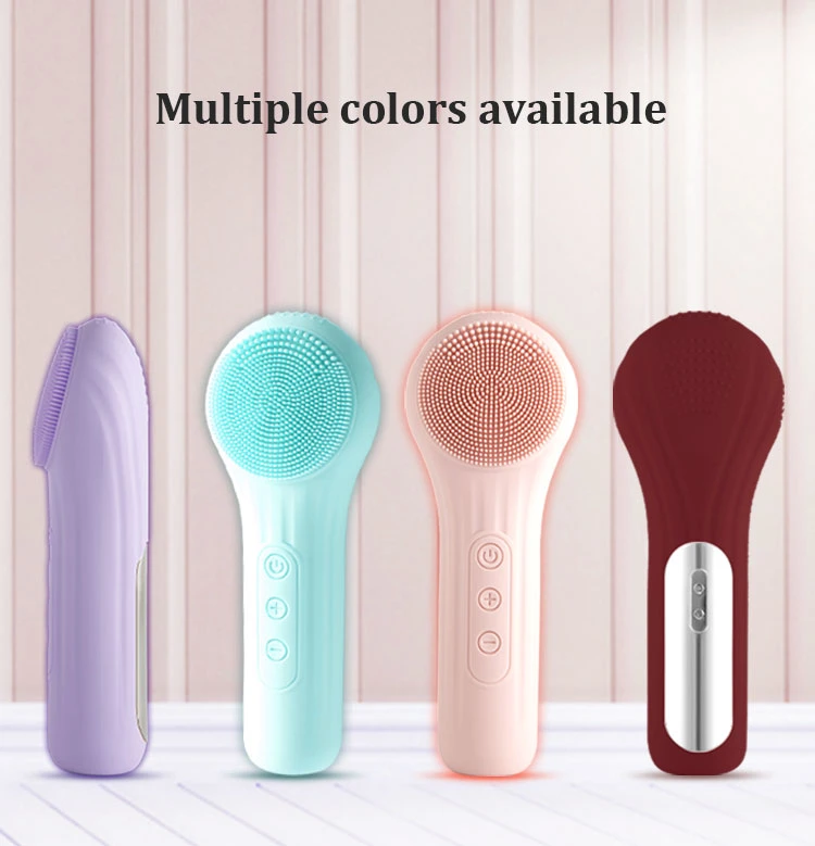 Waterproof Face Massager Eelectric Silicone Face Cleaning Cleanser Device Facial Mask Cleansing Brush with Heating Function